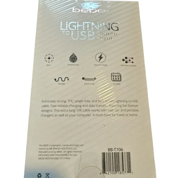 bebe Lavender Lightning to USB Cable - Picture 2 of 3